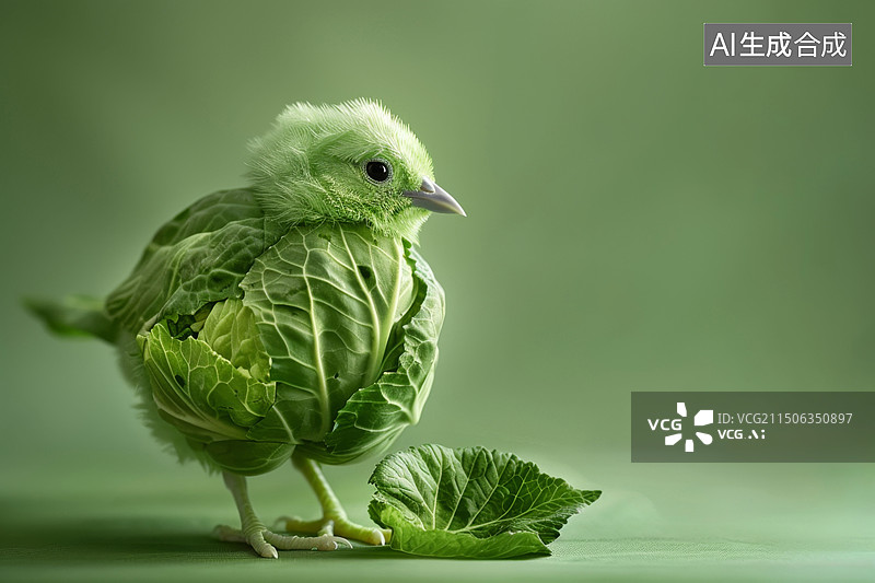 【AI数字艺术】一只用蔬菜制作的菜鸟图片素材