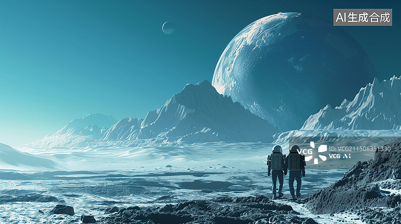 【AI数字艺术】宇宙飞船星际旅行航行行星星球AI数字艺术创意设计插画图片素材