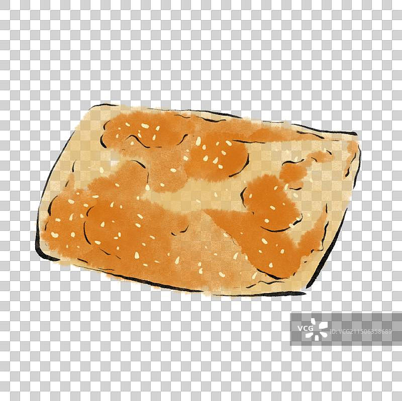 水墨风河北美食插画元素-缸炉烧饼图片素材