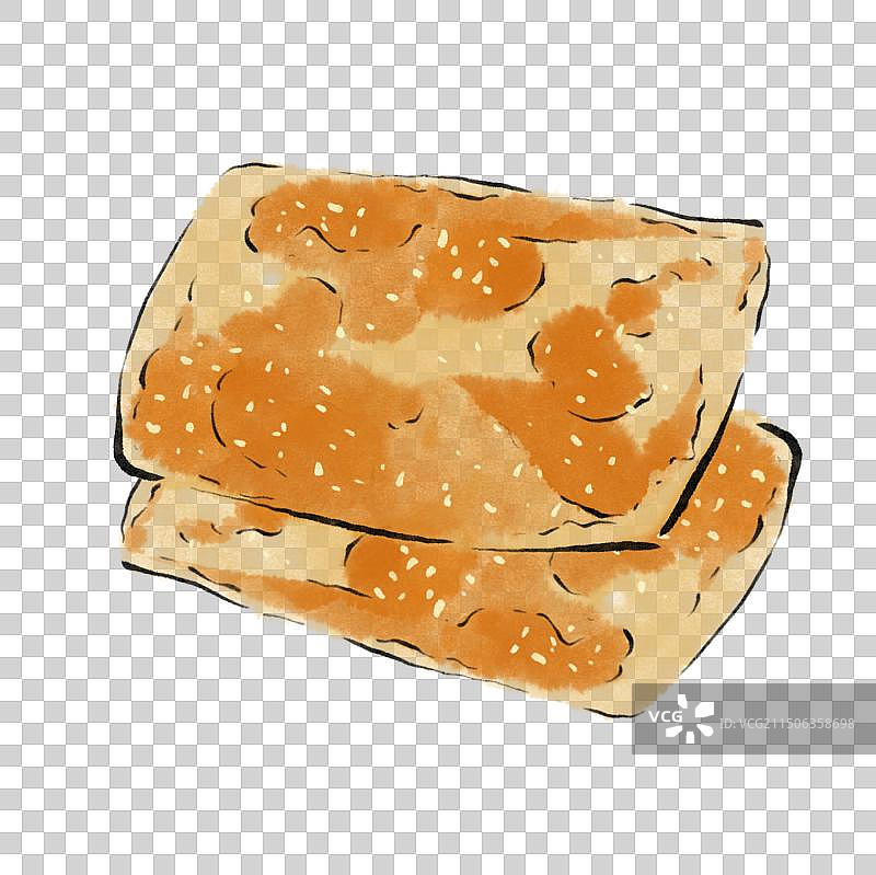 水墨风河北美食插画元素-缸炉烧饼图片素材