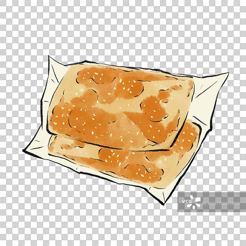 水墨风河北美食插画元素-缸炉烧饼图片素材
