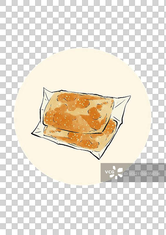 水墨风河北美食插画元素-缸炉烧饼图片素材