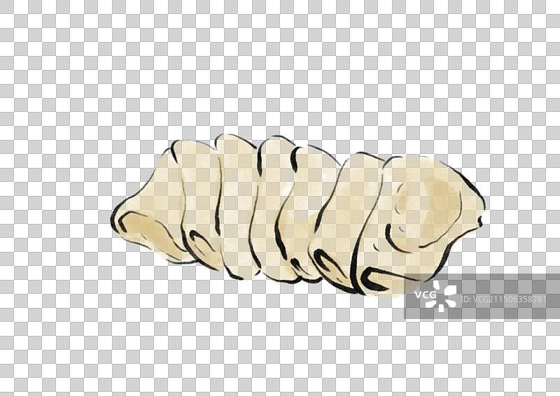 水墨风河北美食插画元素-锅包肘子图片素材