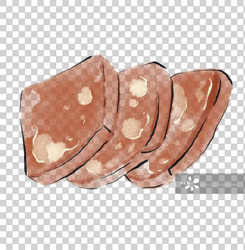 水墨风河北美食插画元素-西河肉糕图片素材