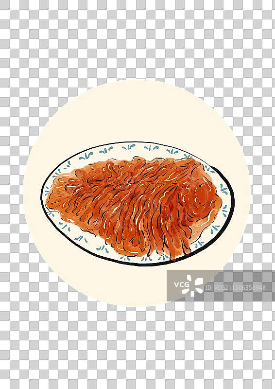 水墨风河北美食插画元素-金毛狮子鱼图片素材