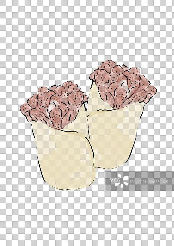 水墨风河北美食插画元素-驴肉卷饼图片素材