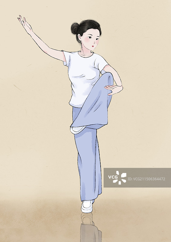太极拳人物插画图片素材