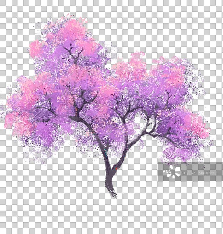 紫色花树元素图片素材