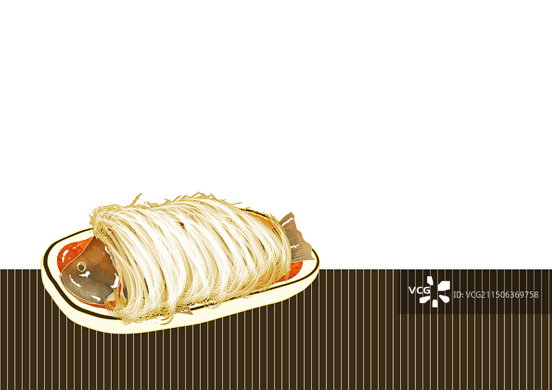 河南省特色美食小吃插画鲤鱼培面图片素材