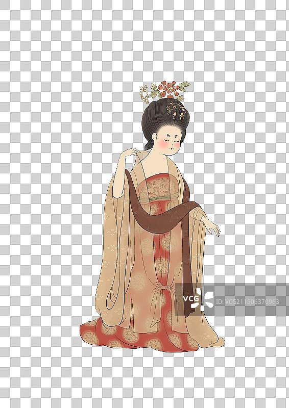 簪花仕女图其五图片素材