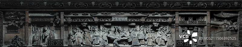 清代木雕（九世同居）图片素材