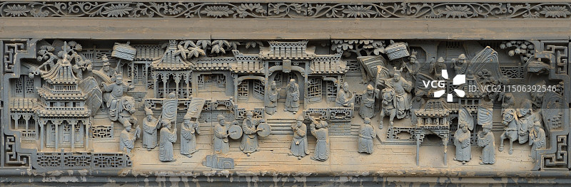 清代砖雕（连中三元）图片素材