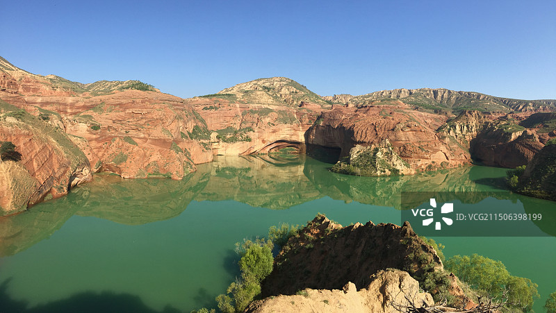 陕西波浪谷景区——靖边水上丹霞（翡翠绿湖）图片素材