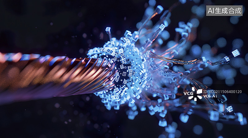 【AI数字艺术】光纤拆解科技6G概念图片素材