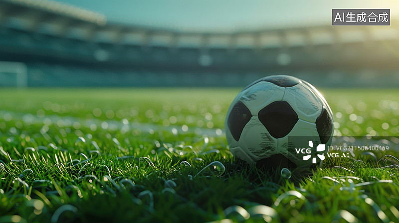 【AI数字艺术】绿茵场上的足球图片素材