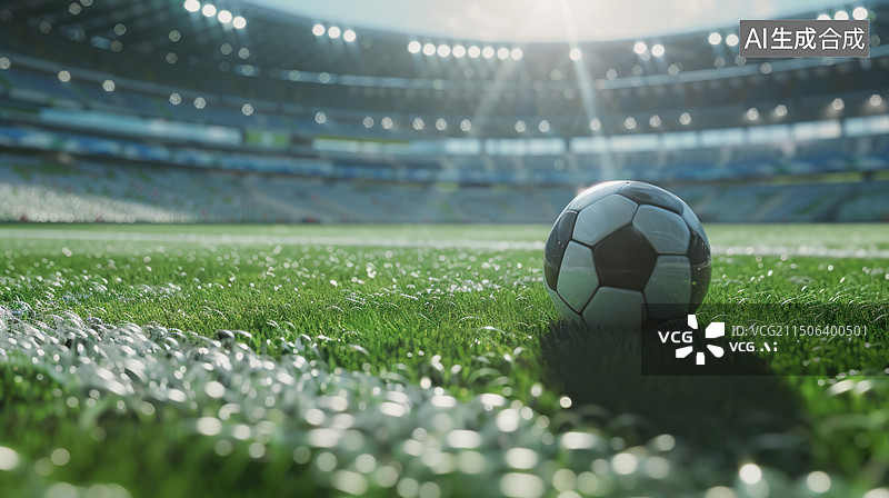 【AI数字艺术】绿茵场上的足球图片素材