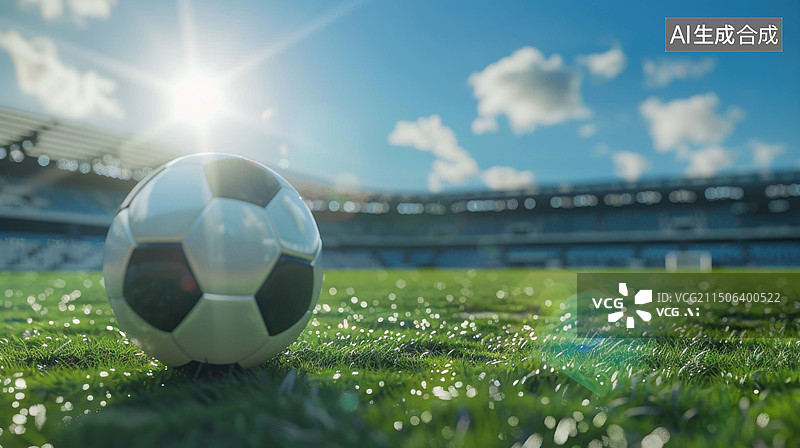 【AI数字艺术】绿茵场上的足球图片素材