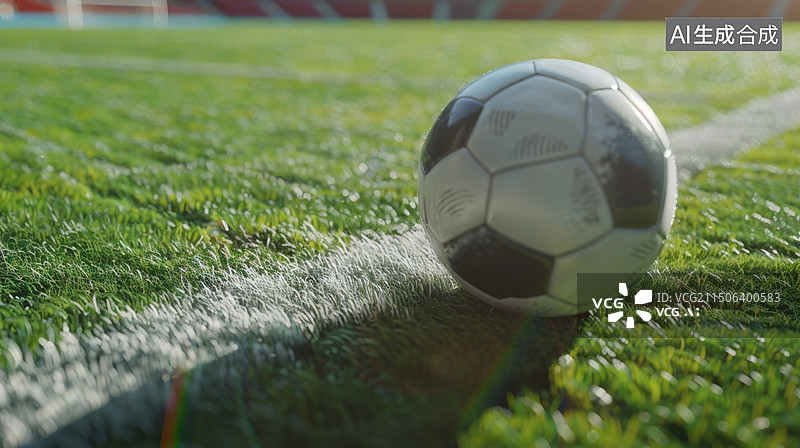【AI数字艺术】绿茵场上的足球图片素材