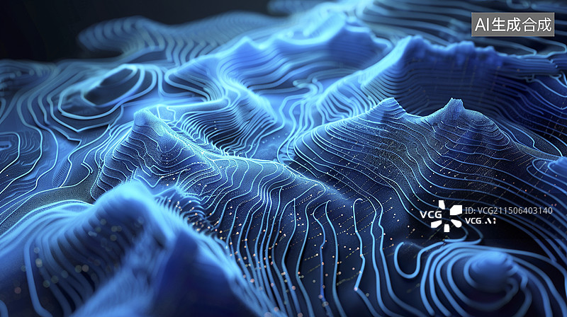 【AI数字艺术】地形扫描科技粒子等高线图片素材