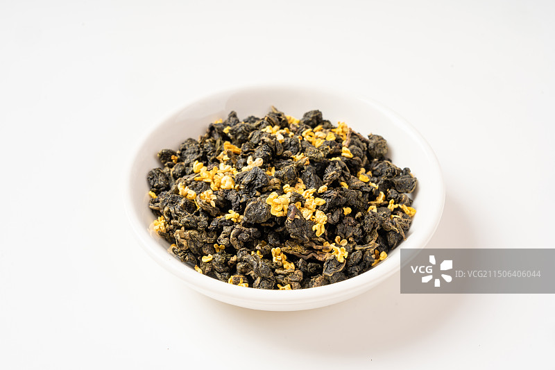 白底上的桂花乌龙茶图片素材