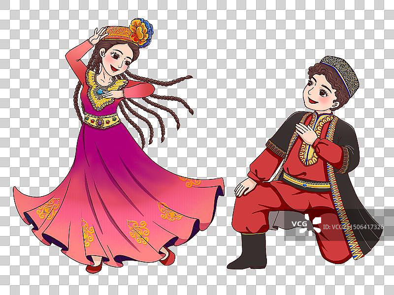 维吾尔族跳舞男女人物元素图片素材