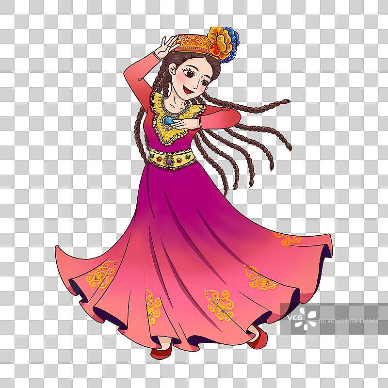 维吾尔族跳舞少女人物元素图片素材