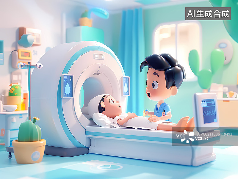 【AI数字艺术】医院医生3D卡通工作场景图片素材