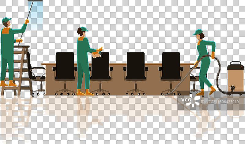 办公室清洁服务团队会议图片素材