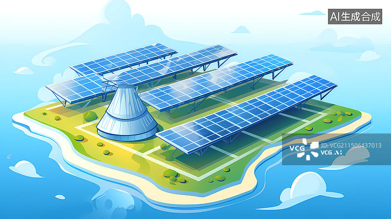 【AI数字艺术】海岛清洁能源站图片素材