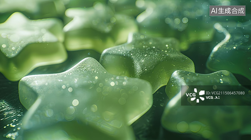 【AI数字艺术】绿色星形冰块糖果海星图片素材