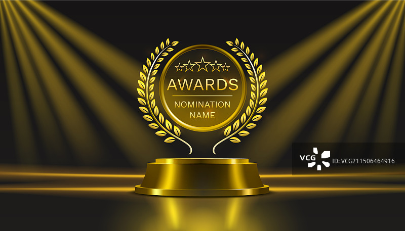 颁奖典礼提名领奖台金色奖杯图片素材
