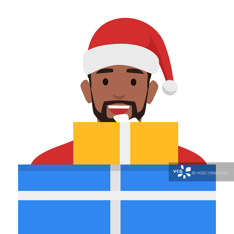 抱着礼品盒的年轻胡须男图片素材