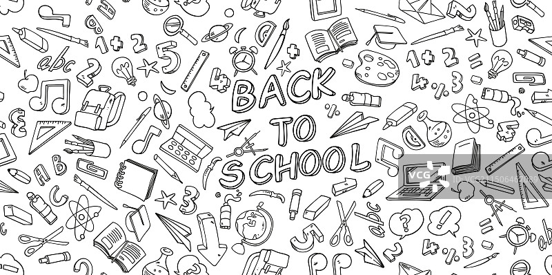 手绘学校用品返校涂鸦图片素材