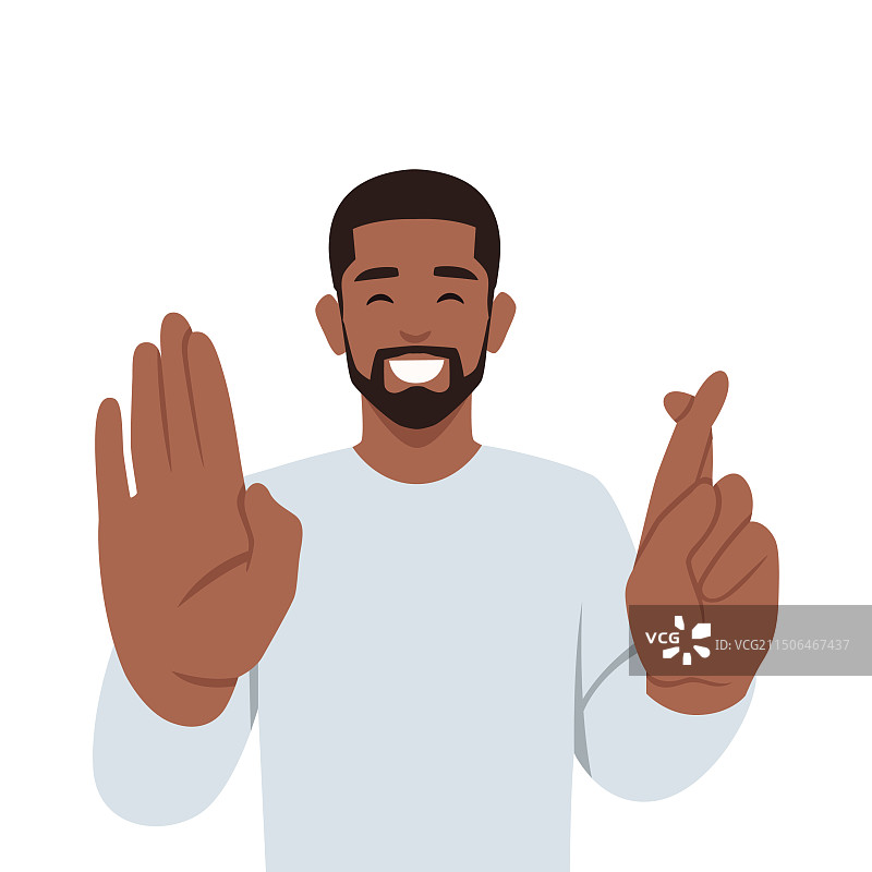 手指交叉且面无表情的年轻男人图片素材