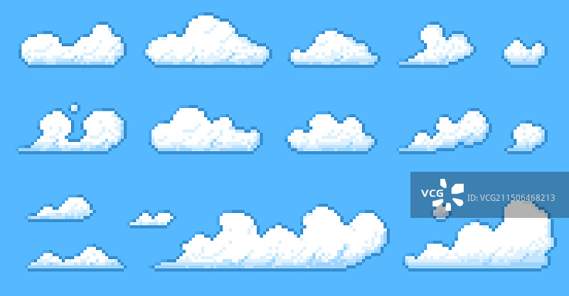 像素云朵复古8位飞行白色图片素材
