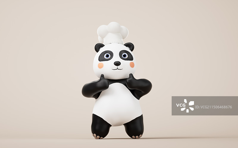 卡通熊猫厨师三维渲染图片素材