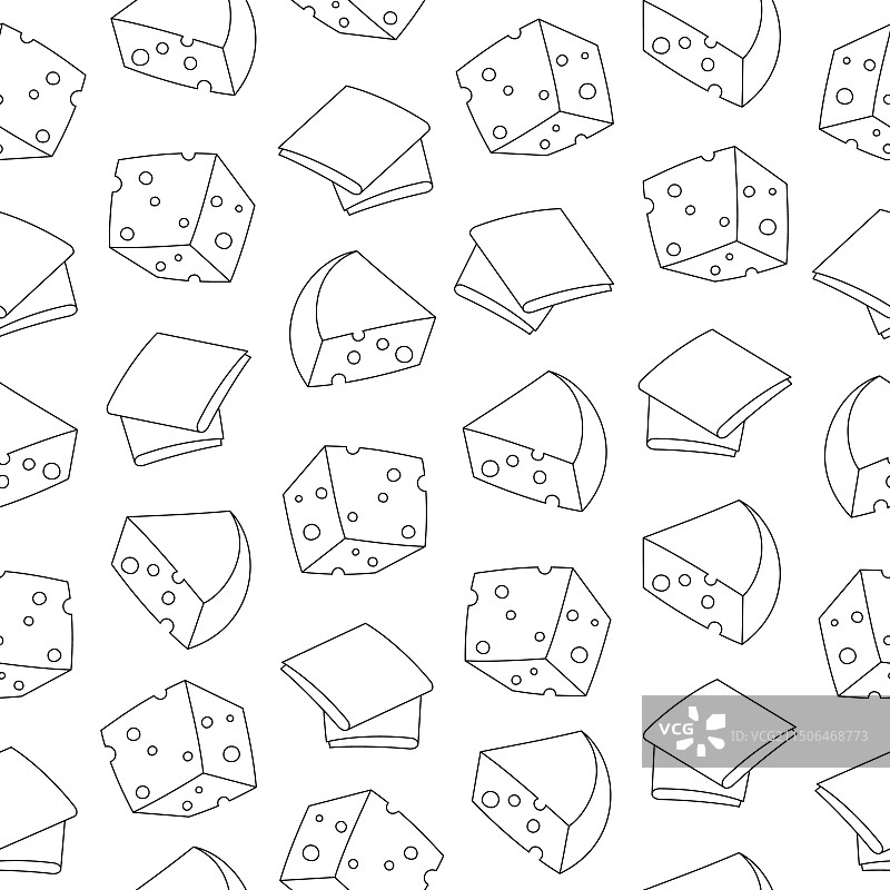 奶酪切片无缝着色页图片素材
