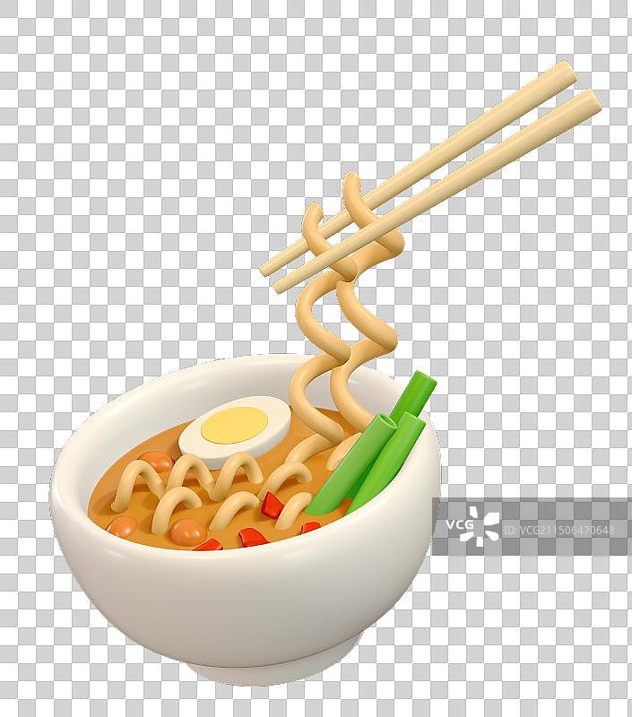 一碗面食美食3D卡通插画元素图片素材