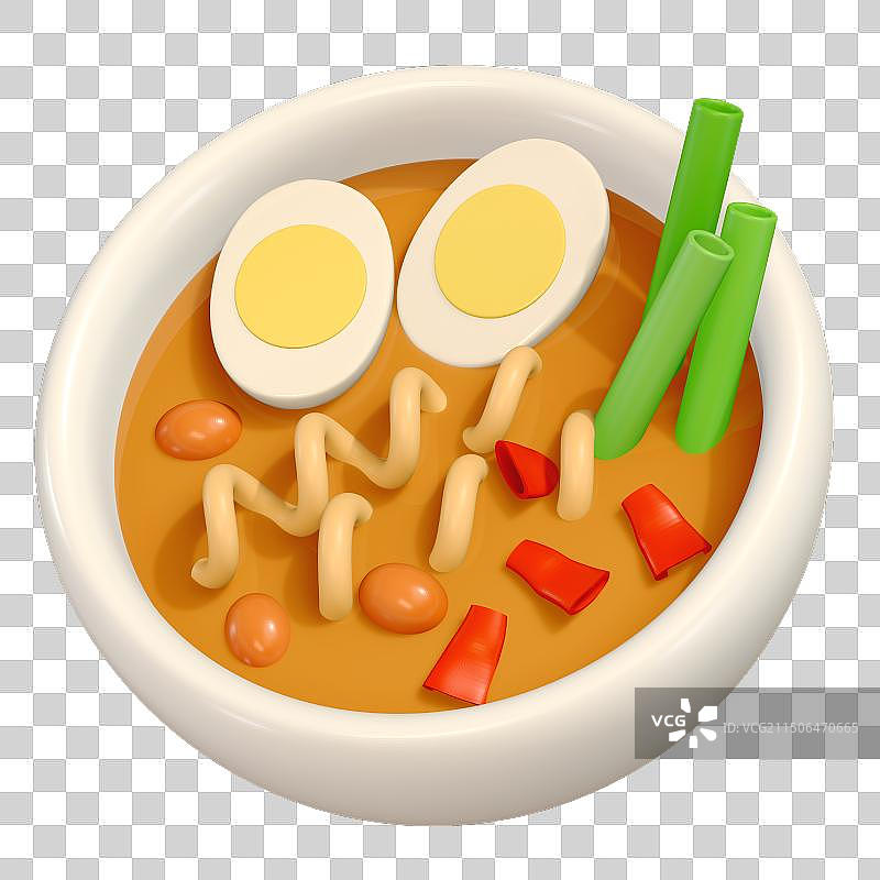 一碗面食美食3D卡通插画元素图片素材