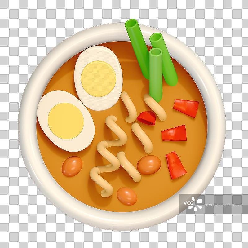 一碗面食美食3D卡通插画元素图片素材