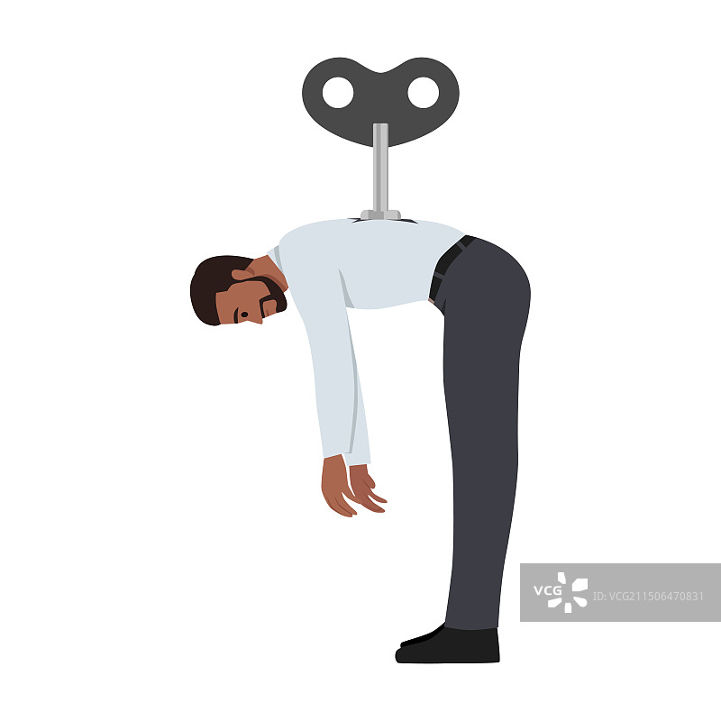 背后有发条的年轻商人图片素材