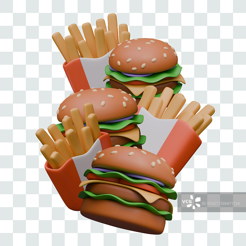 汉堡和薯条套餐图片素材