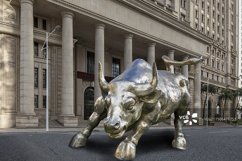 华尔街铜牛金融概念插图图片素材