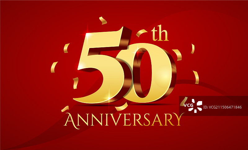 50周年豪华3D金色图片素材