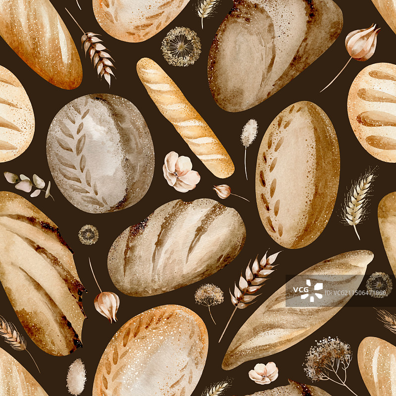 面包店背景无缝图案图片素材