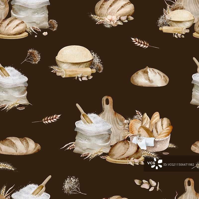 面包店背景无缝图案图片素材