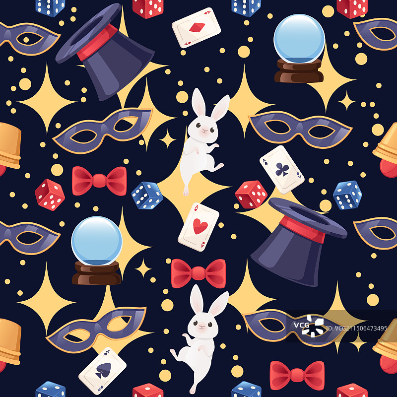 经典复古魔术工具无缝图案图片素材