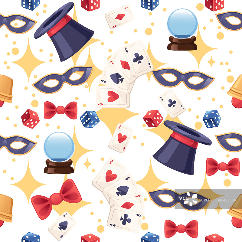 经典复古魔术工具无缝图案图片素材