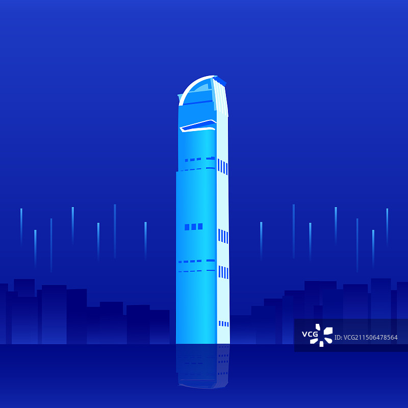 香港如心广场矢量插画，科技经济宣传广告推广图片素材