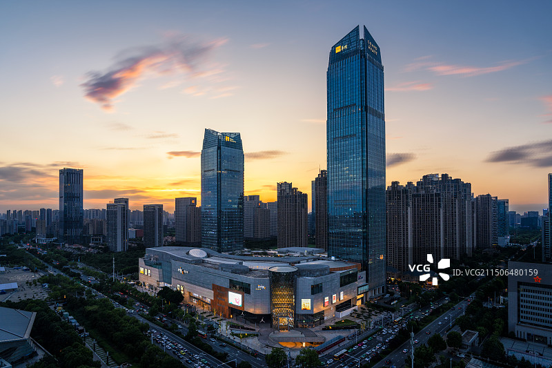 合肥万象城日落夜景风光图片素材